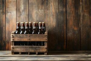 Beer banner with a beer crate and space for custom design. photo