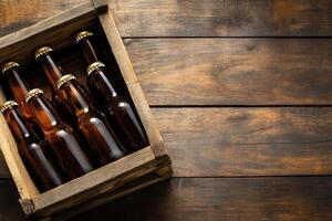 Beer banner with a beer crate and space for custom design. photo