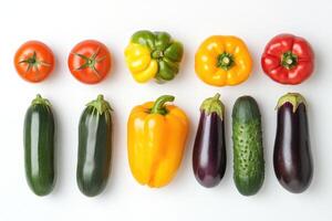 Late summer harvest of fresh vegetables on a clean background. photo