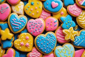 A colorful array of cookies creates a bright, fun background. photo