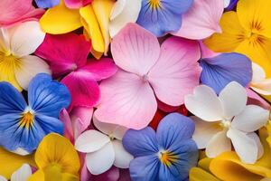 A vibrant array of wildflower petals creates a colorful, natural background. photo