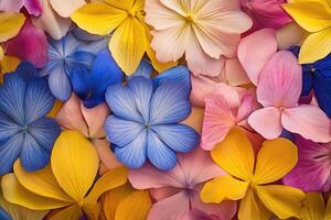 A vibrant array of wildflower petals creates a colorful, natural background. photo