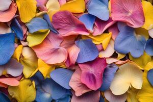 A vibrant array of wildflower petals creates a colorful, natural background. photo