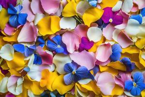 A vibrant array of wildflower petals creates a colorful, natural background. photo