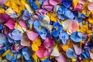 A vibrant array of wildflower petals creates a colorful, natural background. photo