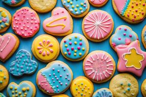 A colorful array of cookies creates a bright, fun background. photo