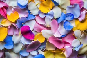 A vibrant array of wildflower petals creates a colorful, natural background. photo