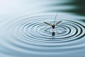 A mosquito resting on the surface of water. photo