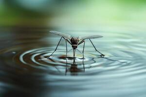 A mosquito resting on the surface of water. photo