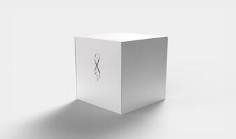 square box with line in white template on white backdrop for mockup creation photo