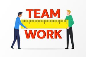 A measuring of teamwork performance concept to increase and strengthen communication, cooperation, coordination, and creativity. vector