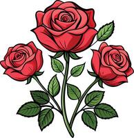 Digital Rose Blooms in Simple Style vector