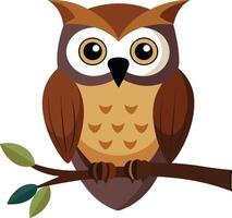 Artistic Representation of Owl on Branch vector
