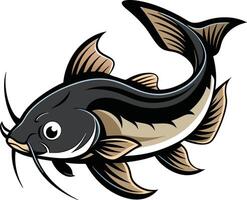 Elegant Catfish in Tranquil Water Setting vector