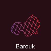 Map of Barouk design template with dot technology, national borders and important cities illustration vector