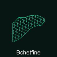 Map of Bchetfine design template with dot technology, national borders and important cities illustration vector