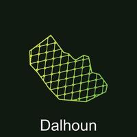 Map of Dalhoun design template with dot technology, national borders and important cities illustration vector