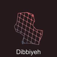 Map of Dibbiyeh design template with dot technology, national borders and important cities illustration vector