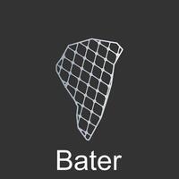 Map of Bater design template with dot technology, national borders and important cities illustration vector