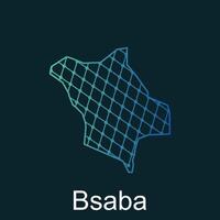 Map of Bsaba design template with dot technology, national borders and important cities illustration vector