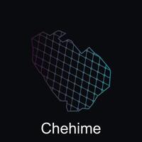 Map of Chehime design template with dot technology, national borders and important cities illustration vector