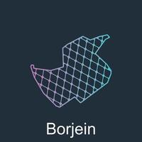 Map of Borjein design template with dot technology, national borders and important cities illustration vector