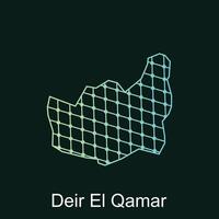 Map of Deir El Qamar design template with dot technology, national borders and important cities illustration vector