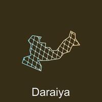 Map of Daraiya design template with dot technology, national borders and important cities illustration vector