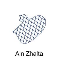 Map of Ain Zhalta design template with dot technology, national borders and important cities illustration vector