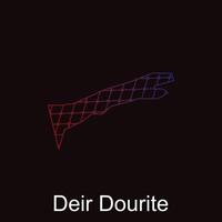 Map of Deir Dourite design template with dot technology, national borders and important cities illustration vector