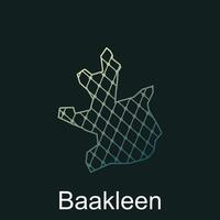 Map of Baakleen design template with dot technology, national borders and important cities illustration vector