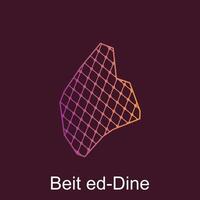 Map of Beit ed Dine design template with dot technology, national borders and important cities illustration vector