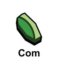 Map of Com, logo design concept illustration idea style flat design. isolated on white background vector