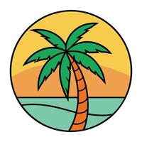 tropical island with palm tree vector