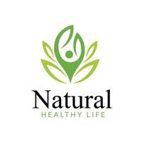 Abstract green person enjoying healthy life logo design vector
