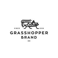 modern art Grasshopper logo, cricket insect icon in trendy minimal Geometric line linear style vector