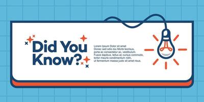 fun fact blank template fyi with lightbulb idea and cable symbol element. Did you know geometric message bubble with light image. template post icon for social media background. vector