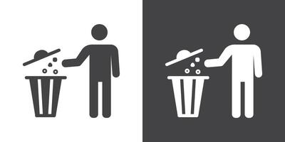 Waste Bin icon Thin line illustration set vector