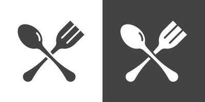 Spoon and fork icon Thin line illustration set vector