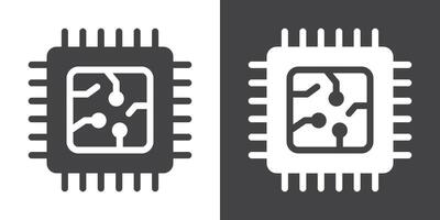 Processor icon Thin line illustration set vector
