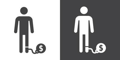 Man with debt icon Thin line illustration set vector