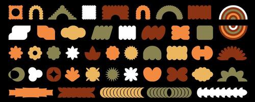 Abstract geometric shapes and icons. Brutal modern contemporary figure primitive elements. Swiss design aesthetic. Bauhaus memphis design. vector