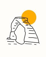 Simple illustration of Arches National Park in mono line style art for badges, emblems, patches, t-shirts, etc vector