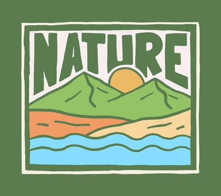 Flat design of the nature mountain outdoor illustration