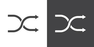 Shuffle arrow icon Thin line illustration set vector