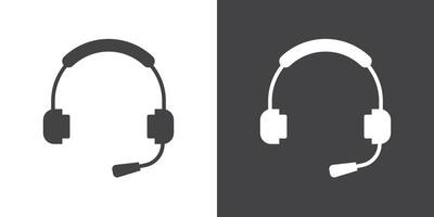 Support headset icon Thin line illustration set vector