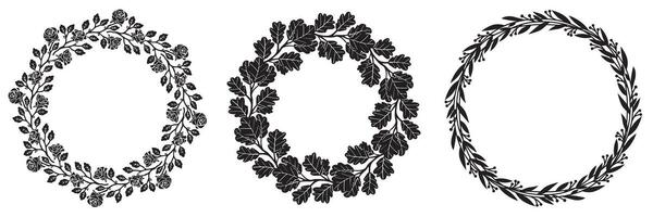 Nature's Artistry Hand Drawn Flower Wreath Frames for Every Occasion, Featuring Elegant Botanical Designs for Invitations, Greeting Cards, and Digital Creations vector