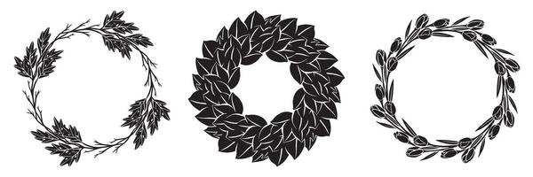 Flora Frames A Curated Collection of Hand Drawn Wreaths for Invitations, Greeting Cards, and Digital Creations, Featuring Elegant Botanical Designs vector