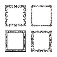 collection frames, hand drawn ink elements on white background vector