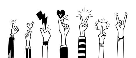 doodle hands up,Hands clapping. applause gestures. congratulation business. vector